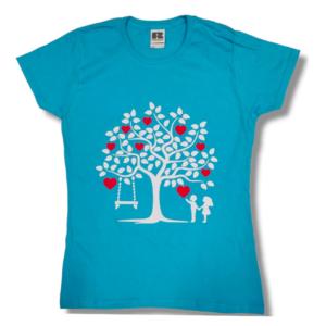 t-shirt turchese albero della vita personalizzata su lato cuore .jpg